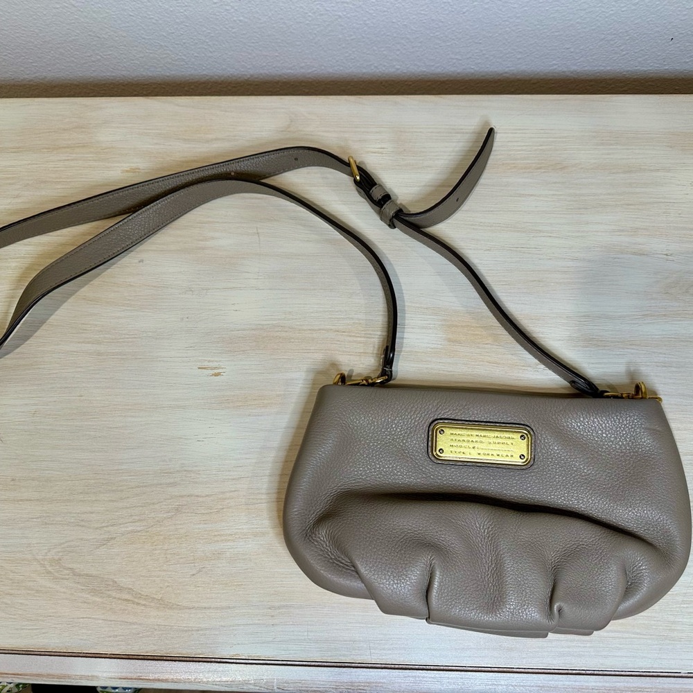 Marc Jacobs Pebbled Leather Taupe Workwear Crossbody Bag